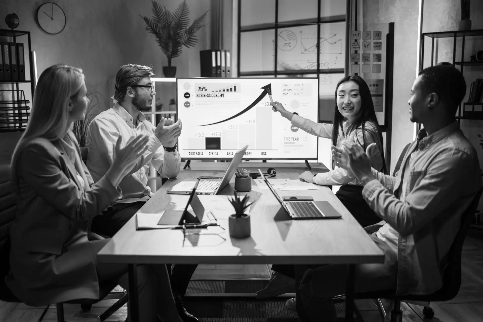 Digital marketing team at Macdot Media Thrissur discussing growth strategies